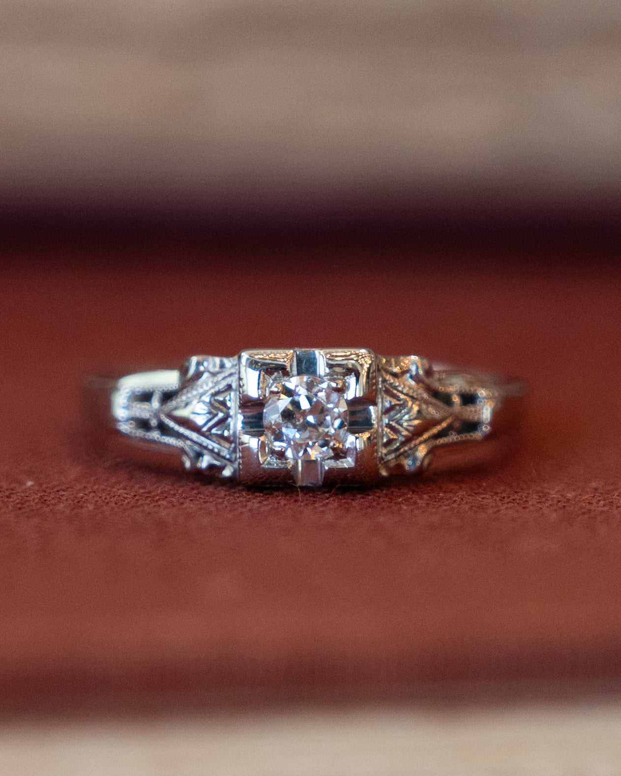 .12 Antique Deco European Diamond Engagement Ring 18k