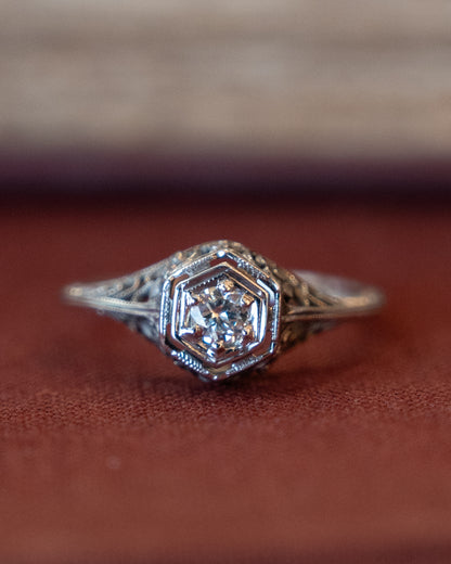 .12 Antique Deco Solitaire Engagement Ring 18k