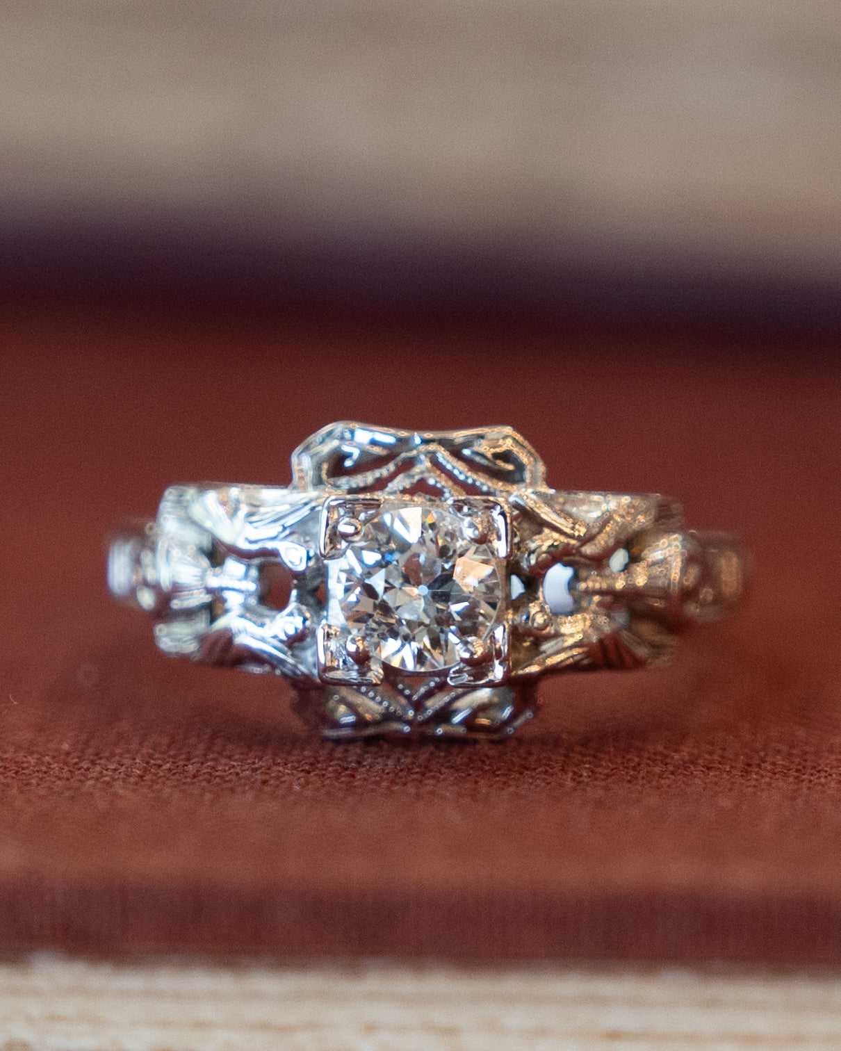 .35 Antique Solitaire Diamond Engagement Ring 18k