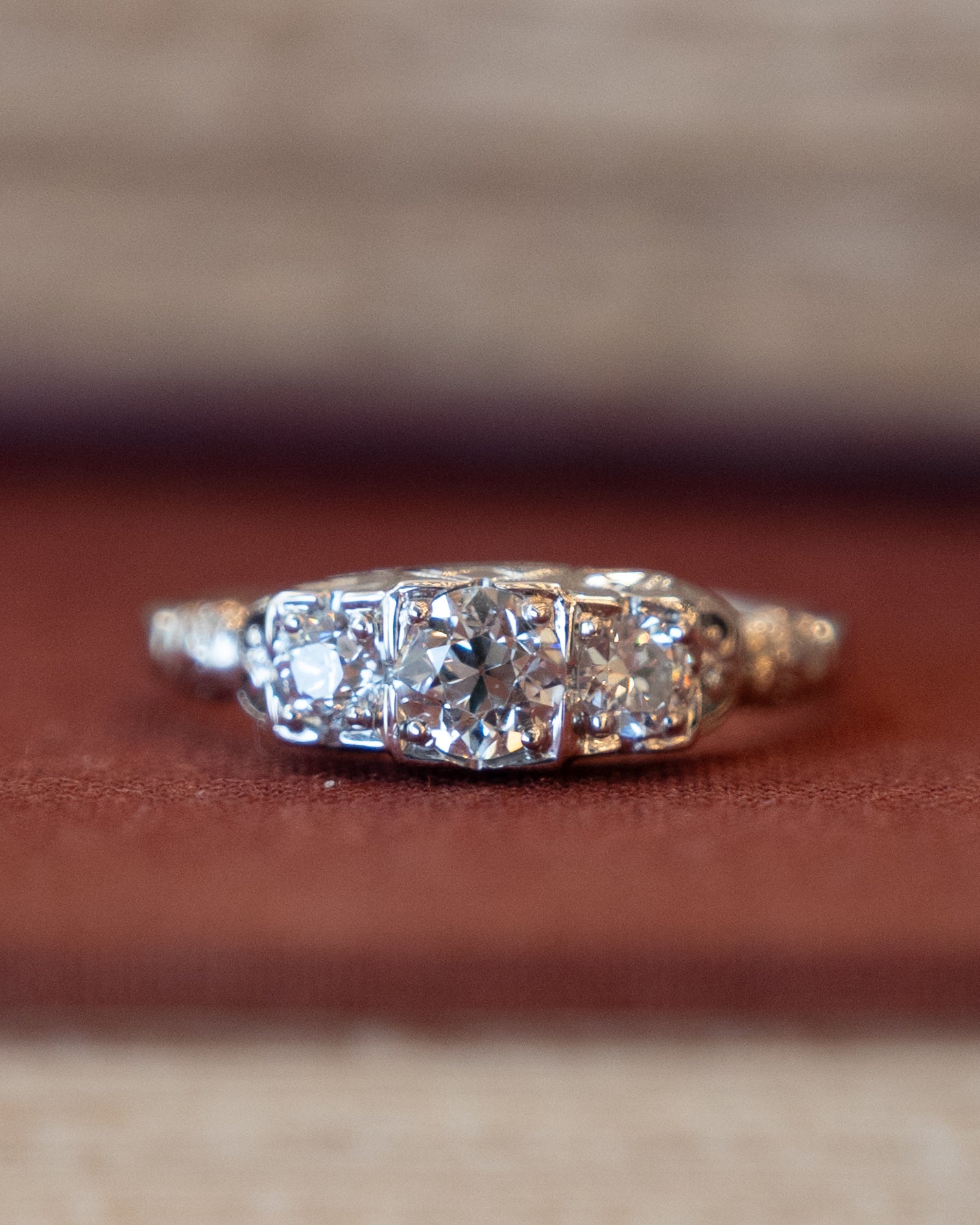 .50 Antique European Cut Diamond Engagement Ring 18k