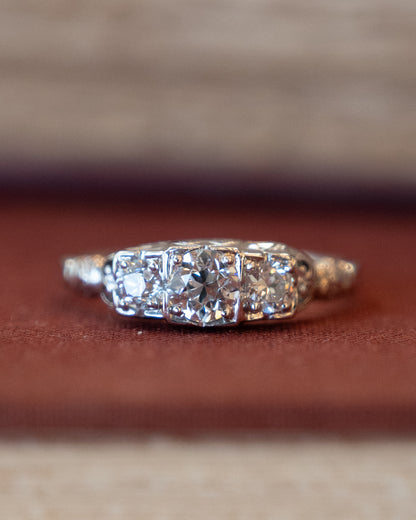 .50 Antique European Cut Diamond Engagement Ring 18k