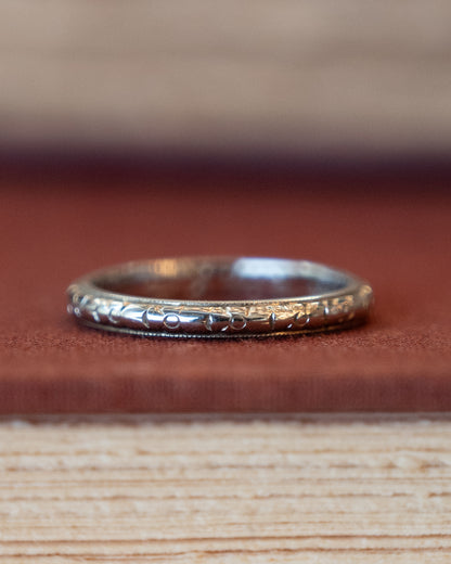 Antique Art Deco Orange Blossom Wedding Band 18k
