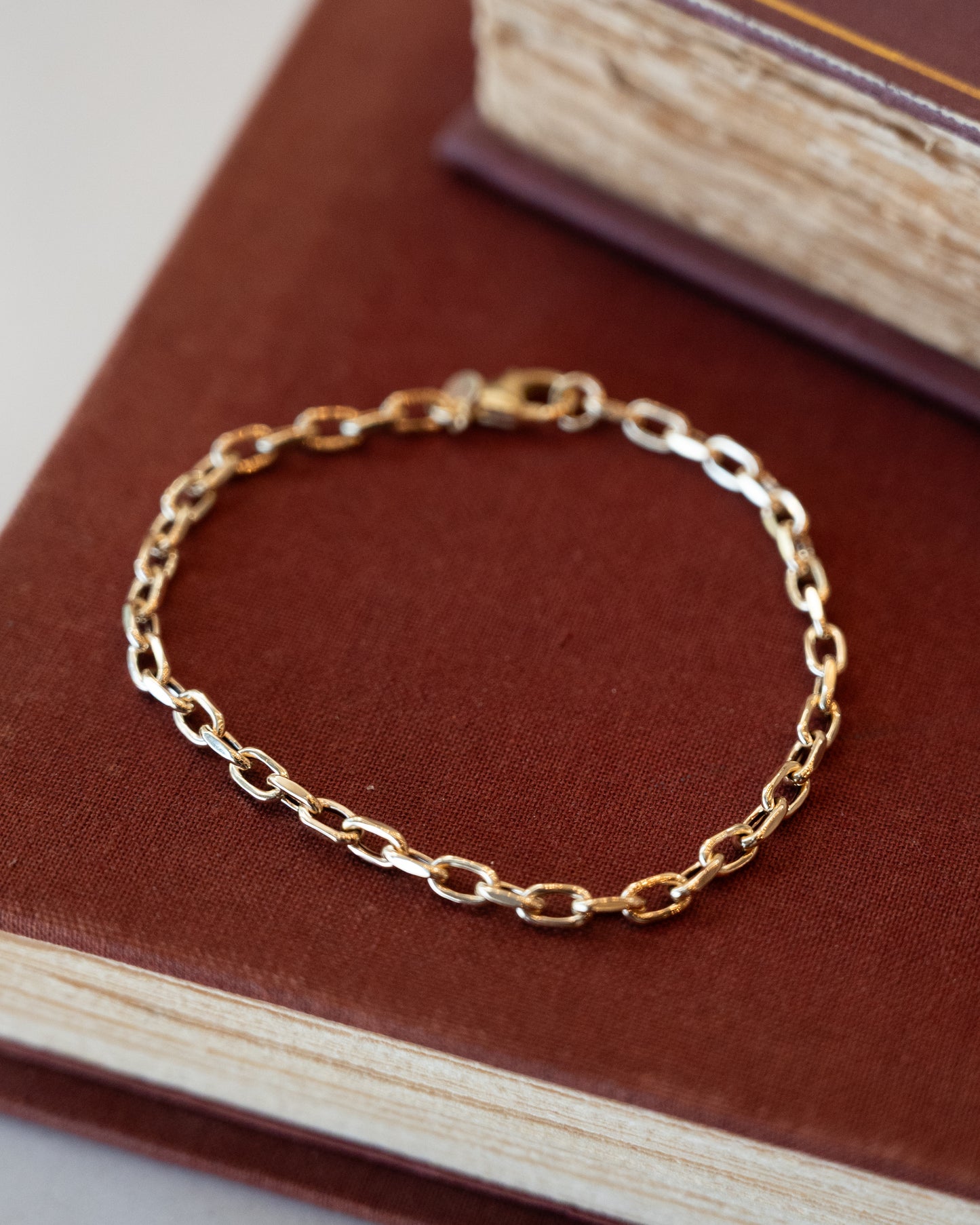 7" Oval Link Charm Bracelet in 14k Yellow Gold