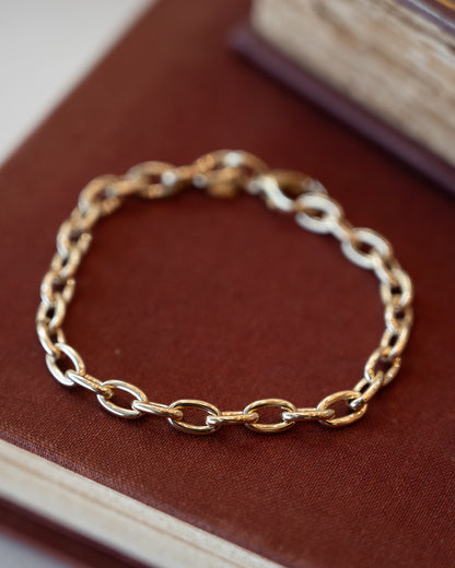 7" Elongated Oval Link Bracelet 14k Yellow Gold