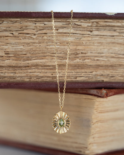 .10 Bezel Peridot Pendant Necklace 14k Yellow Gold