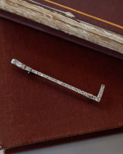 .78 Antique Art Deco Horse Crop Pin in Platinum