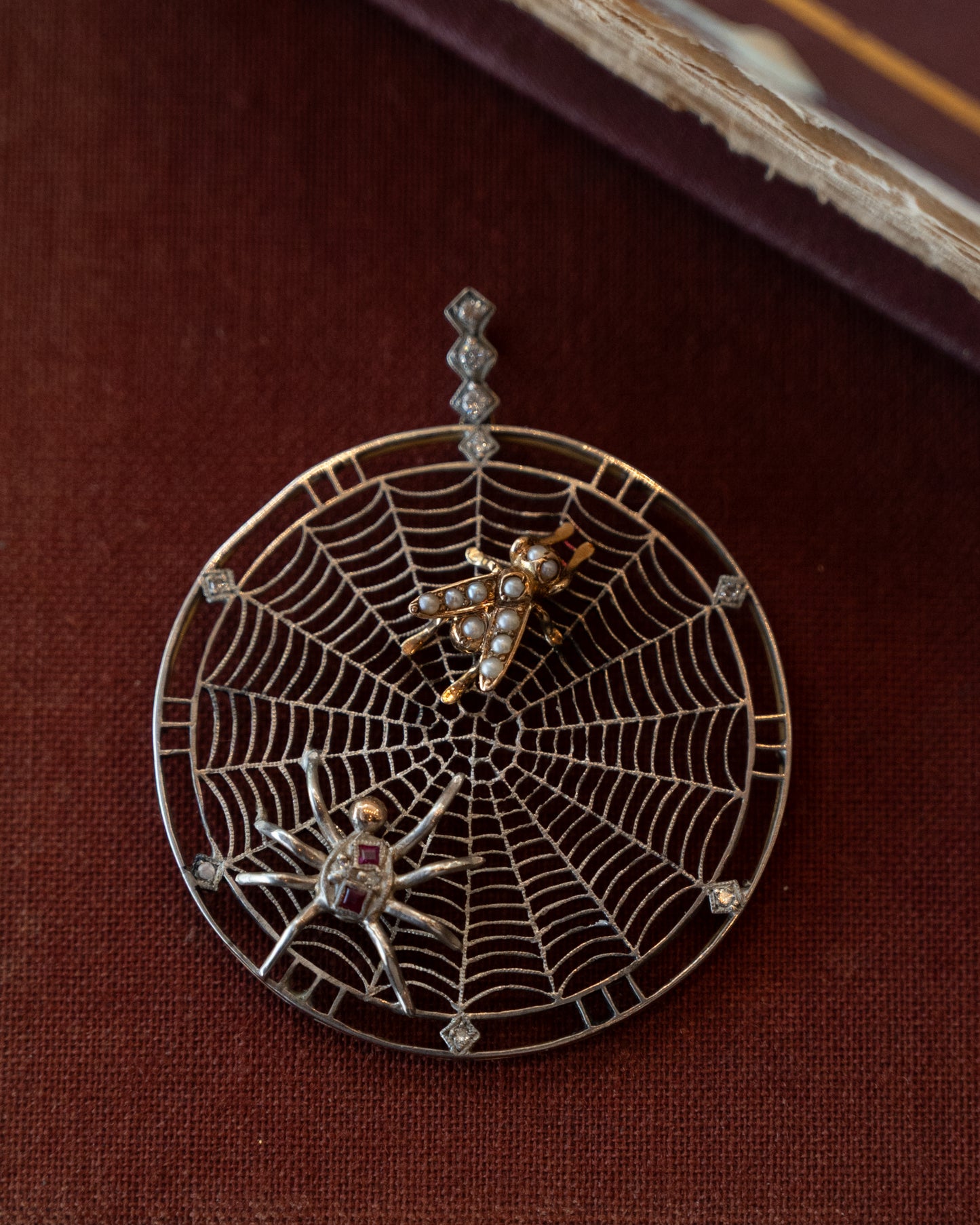 Antique Edwardian Spider Web Pendant 14k/Sterling Silver