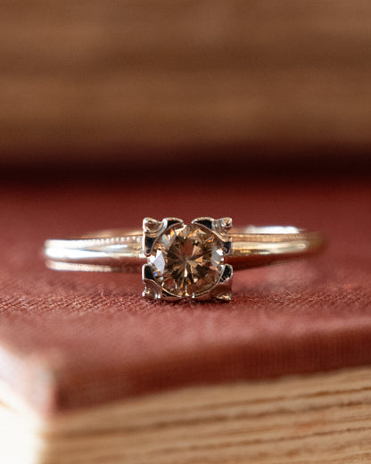 .45 Vintage Retro Champagne Diamond Engagement Ring 14k