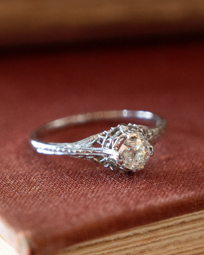 .47 Antique Old Mine Diamond Engagement Ring 18k