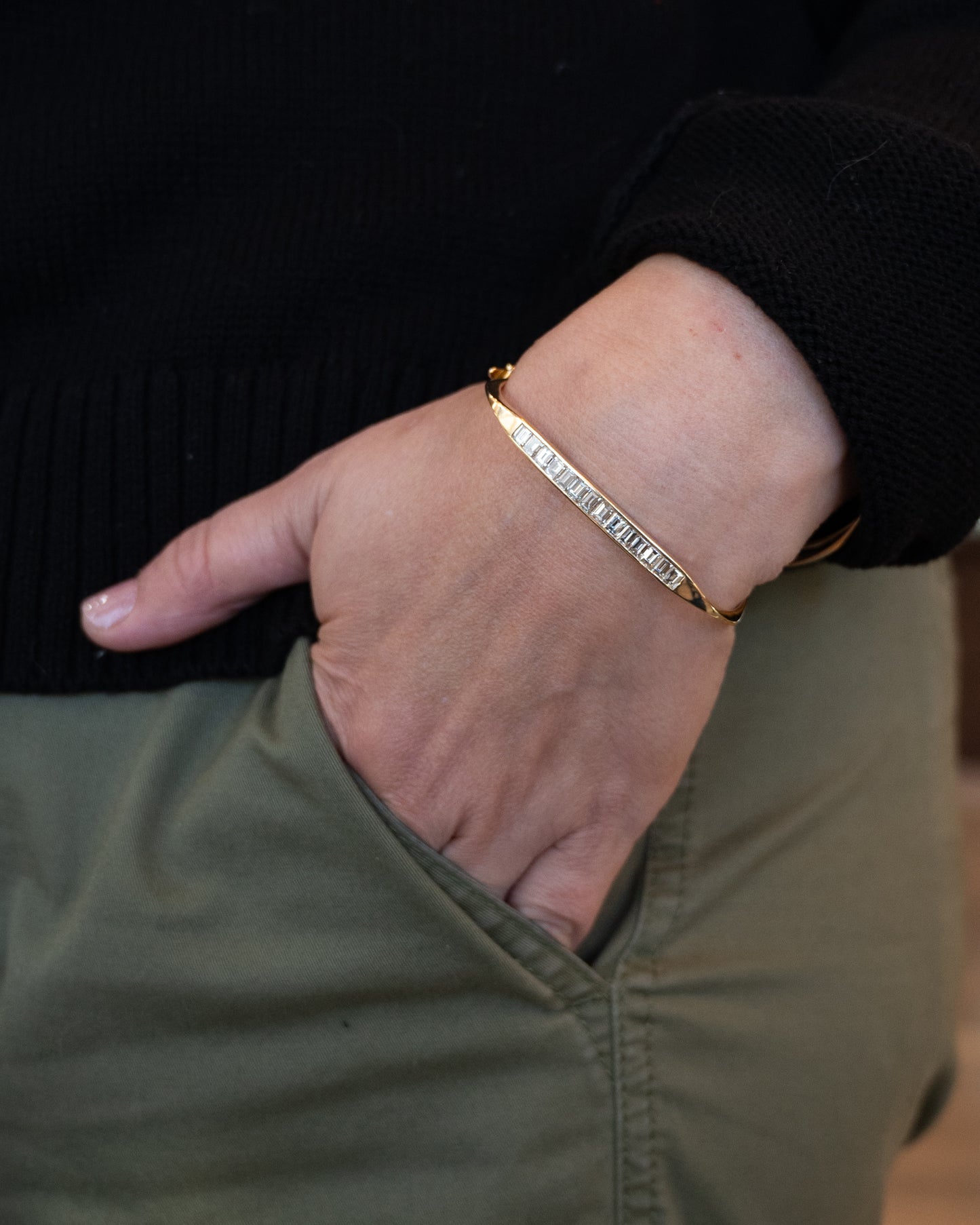 3 Carat Diamond Bangle Bracelet 18k Yellow Gold