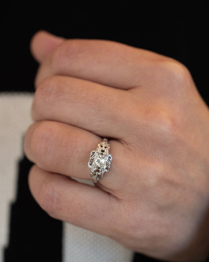 .35 Antique Solitaire Diamond Engagement Ring 18k