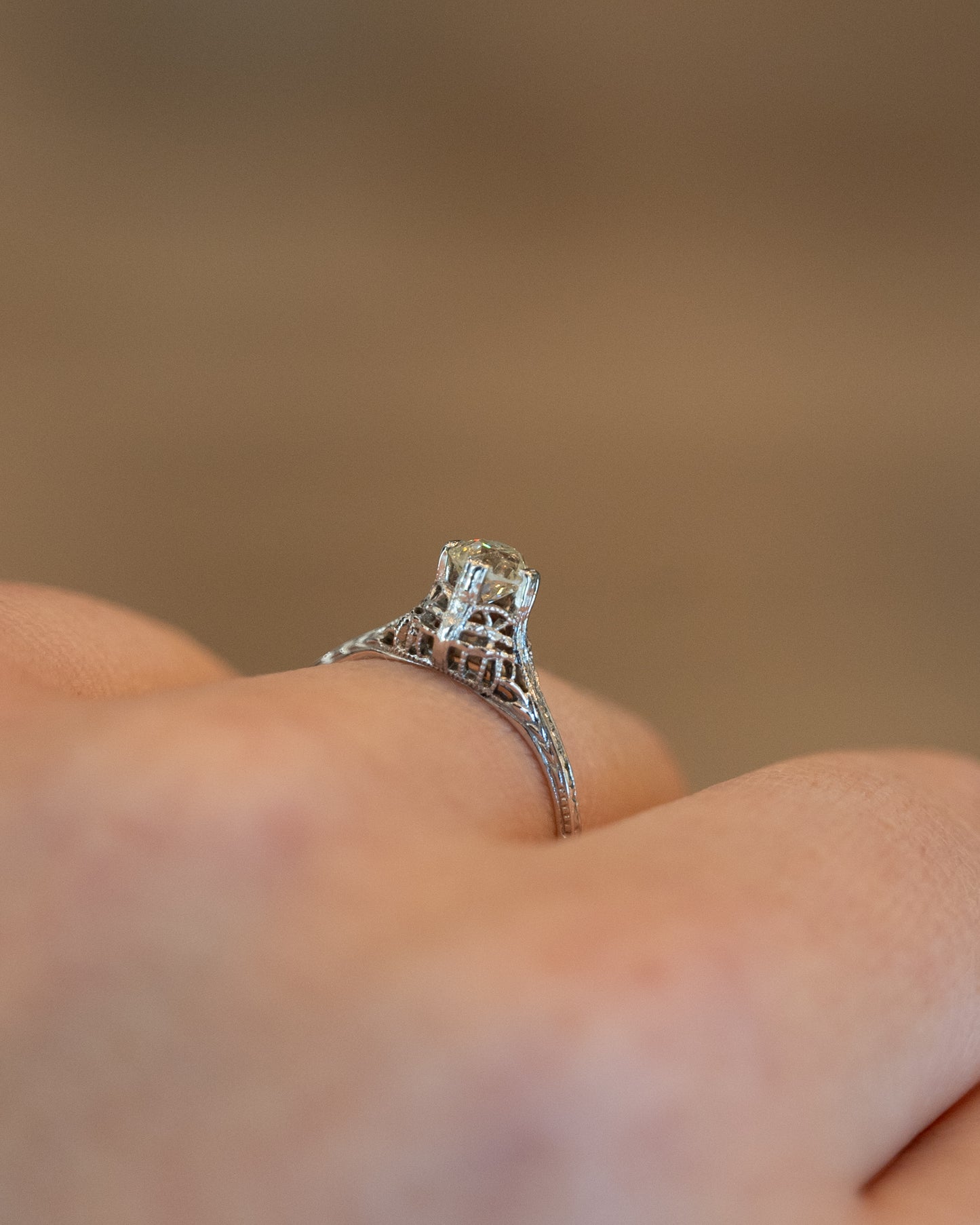 .47 Antique Old Mine Diamond Engagement Ring 18k