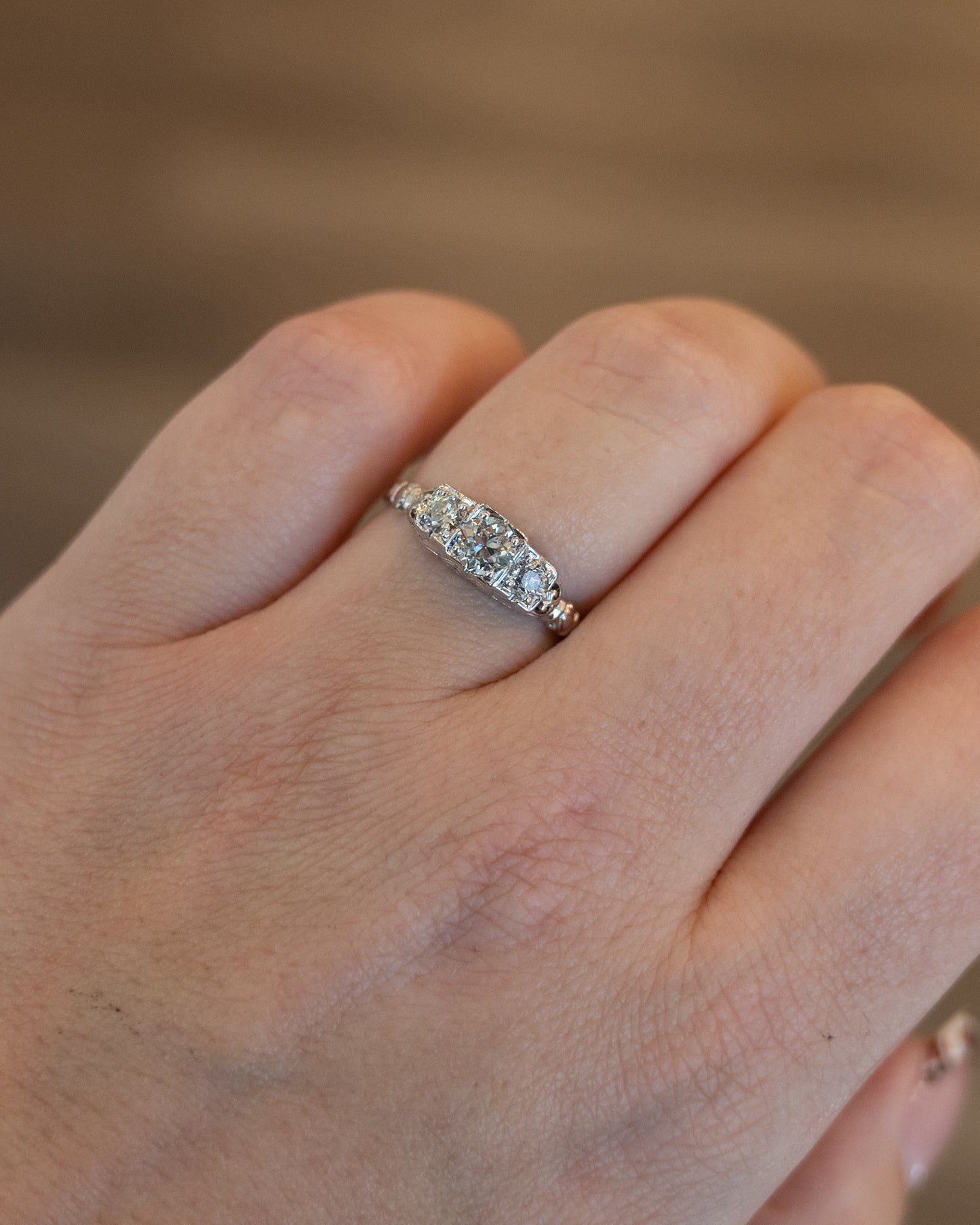 .50 Antique European Cut Diamond Engagement Ring 18k