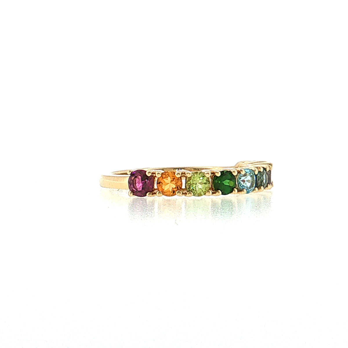 1.15 Rainbow Gemstone Stacking Ring 14k Yellow Gold