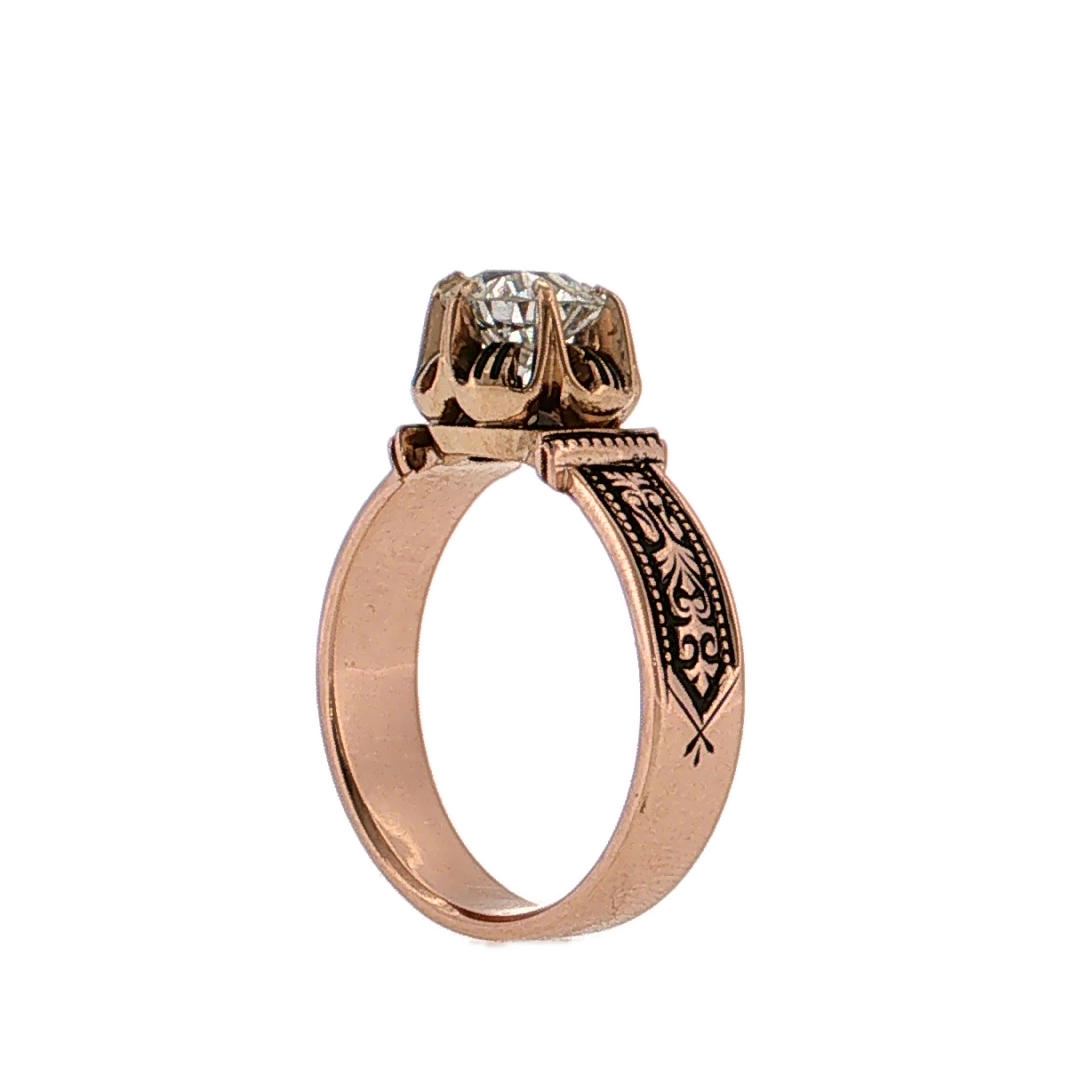 1.05 Antique Victorian Old European Engagement Ring 14k