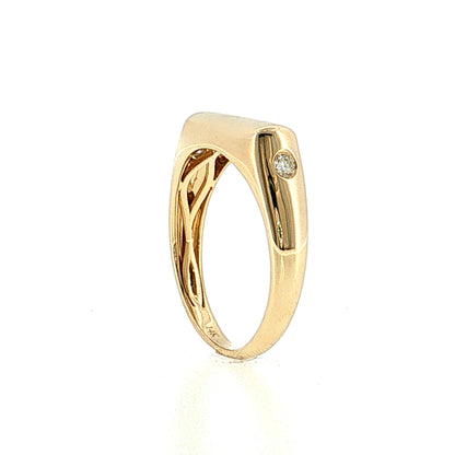 .08 Diamond Bar Signet Stacking Ring 14k