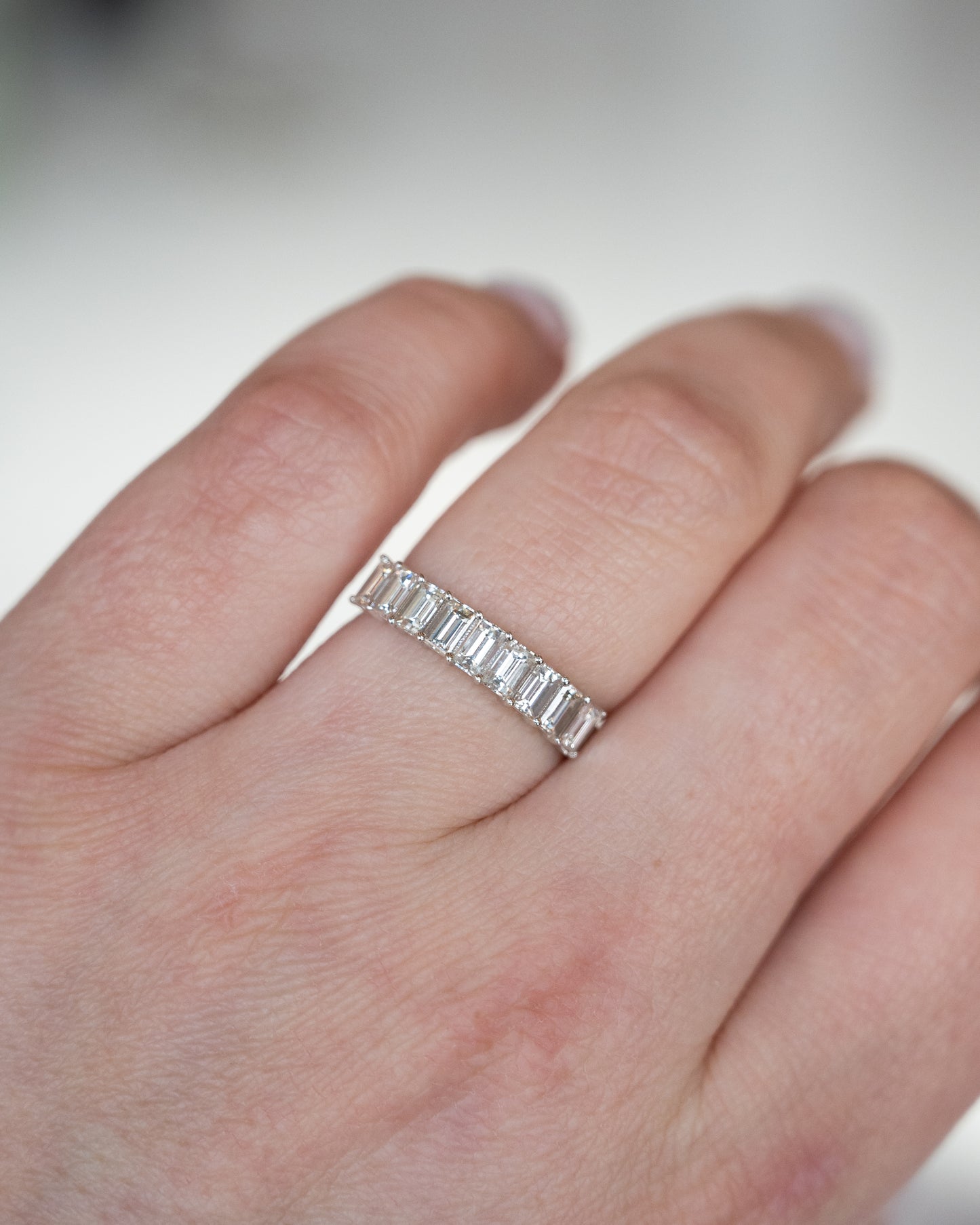 1.50 Emerald Cut Diamond Stacking Band 14k White Gold