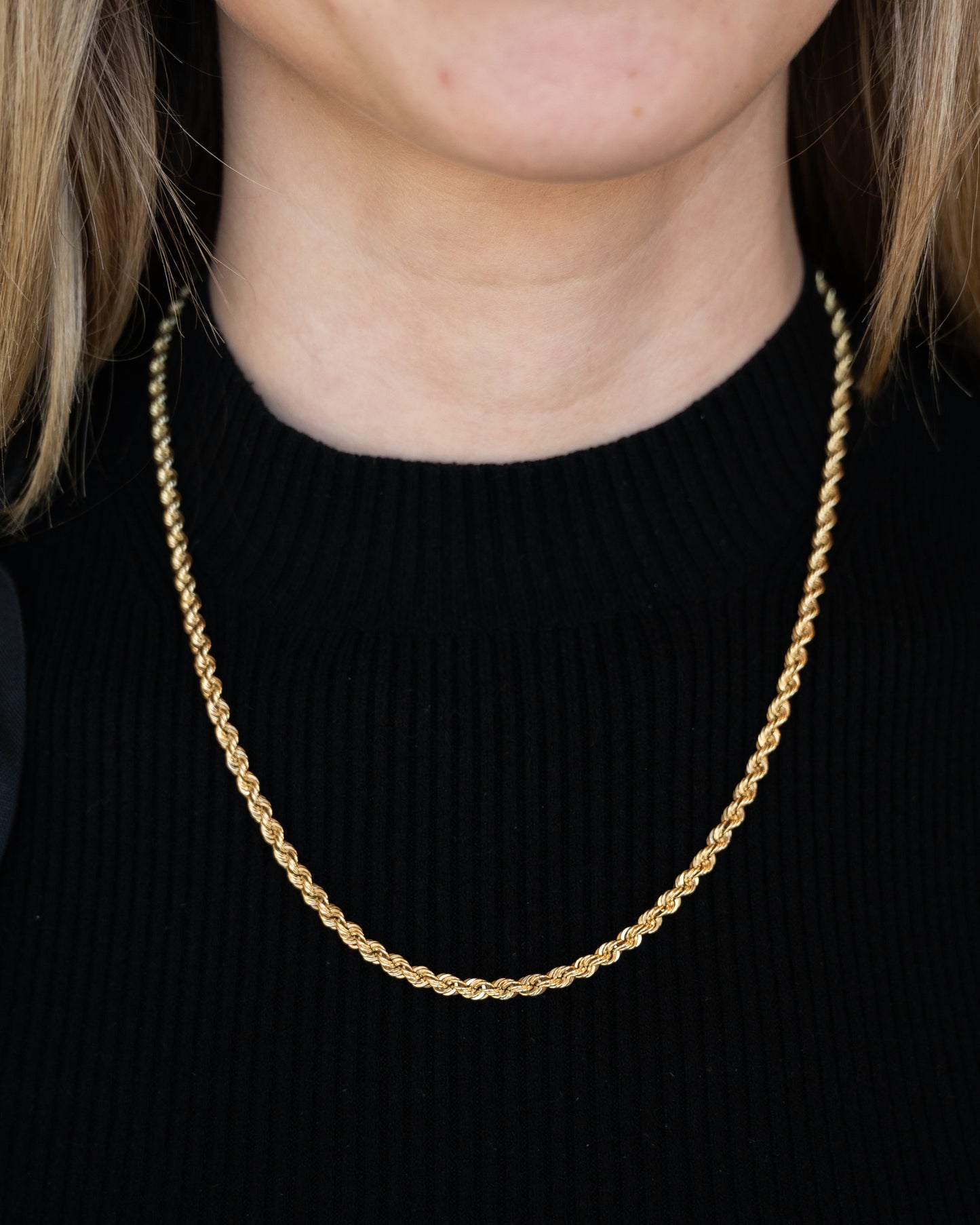 20" Rope Chain Necklace 14k Yellow Gold