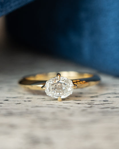 .90 GIA Oval Step Cut Diamond Engagement Ring 18k