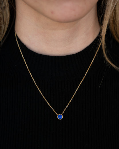.90 Blue Sapphire Pendant Necklace 18k Yellow Gold