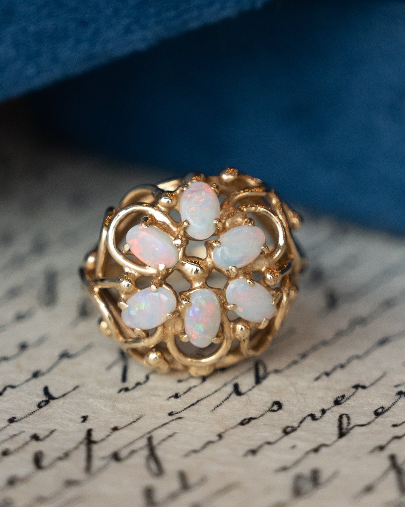 .96 Opal Cocktail Ring 14k Yellow Gold