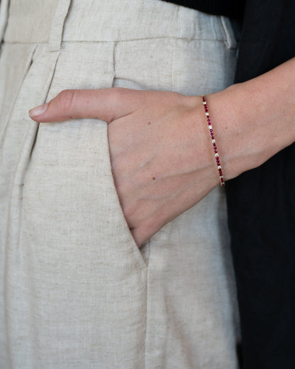 1.30 Ruby & Diamond Bangle Bracelet 14k Yellow Gold