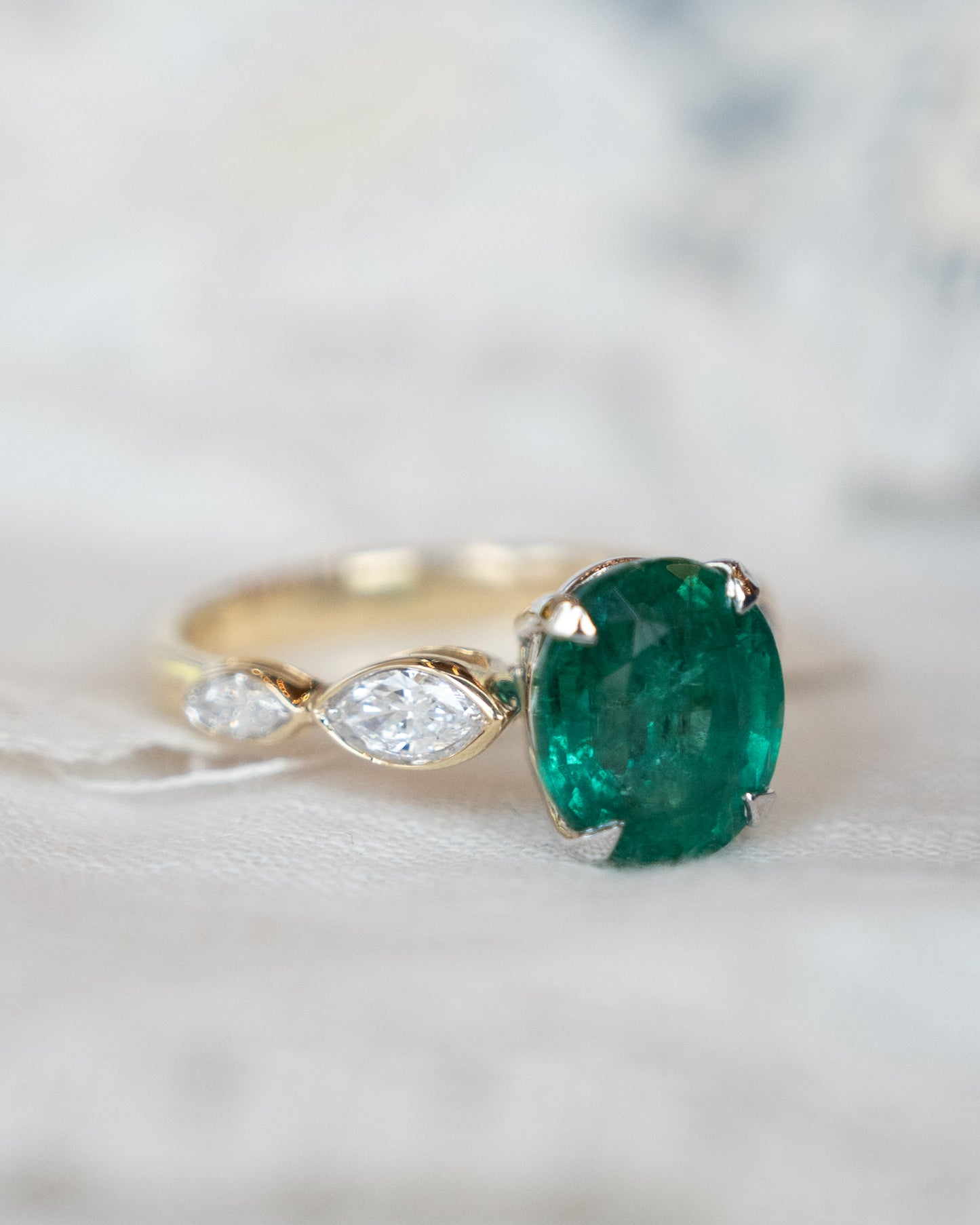 2.88 Emerald Engagement Ring Two-Tone 14k