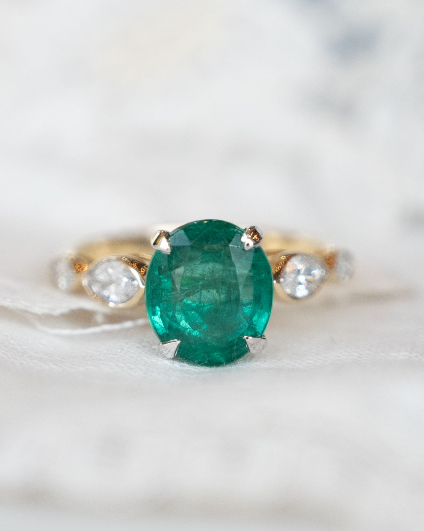 2.88 Emerald Engagement Ring Two-Tone 14k