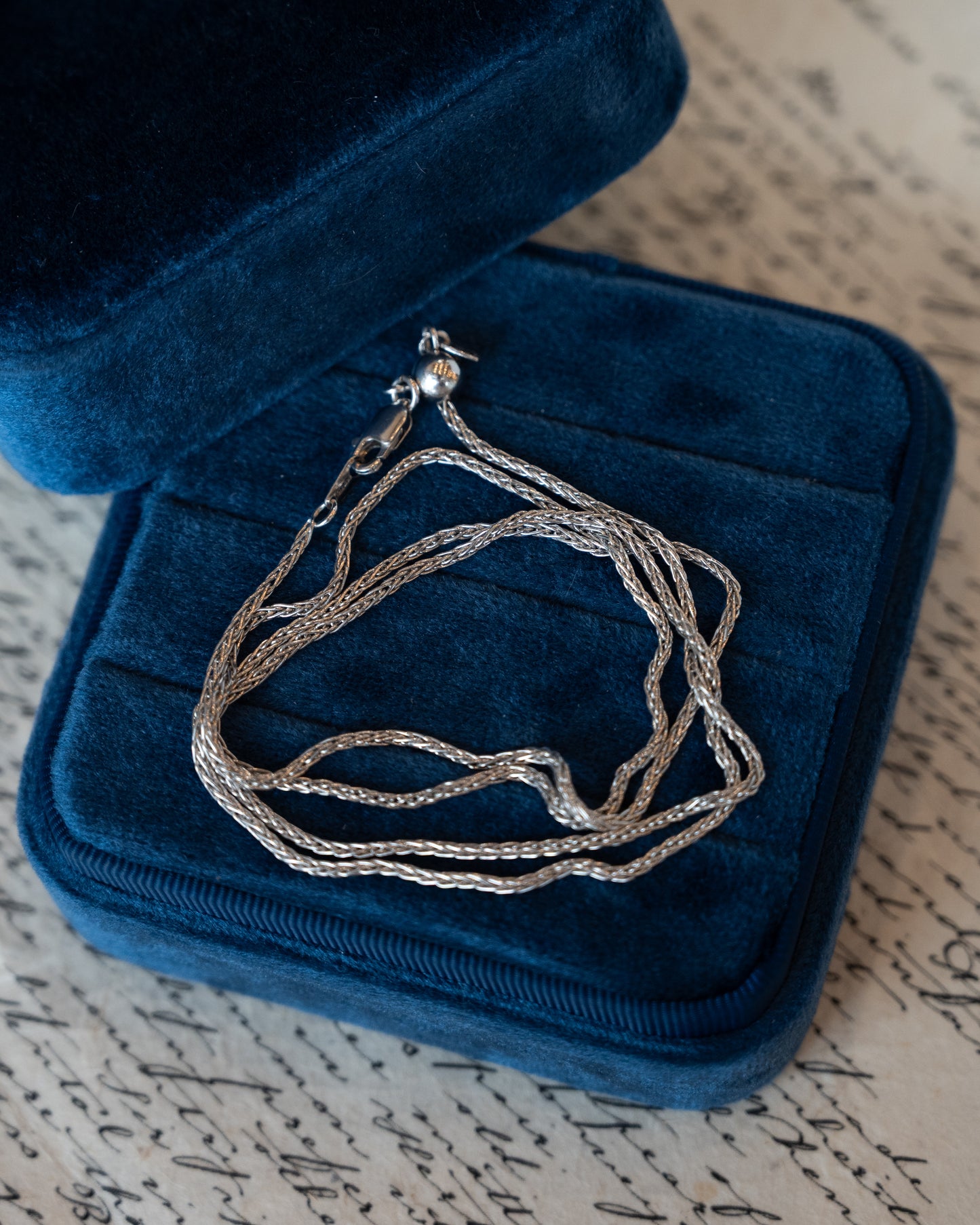 26" Wheat Chain Necklace 14k White Gold