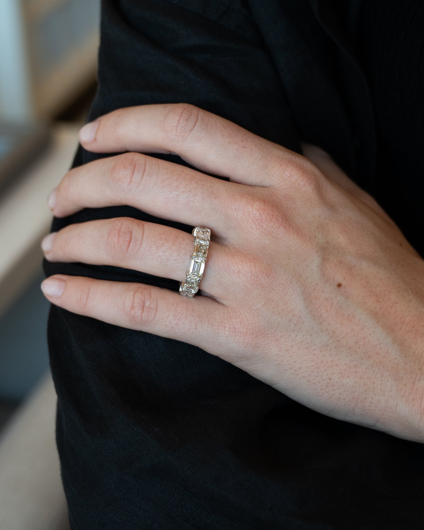 11.05 GIA Emerald Cut Diamond Eternity Band 18k