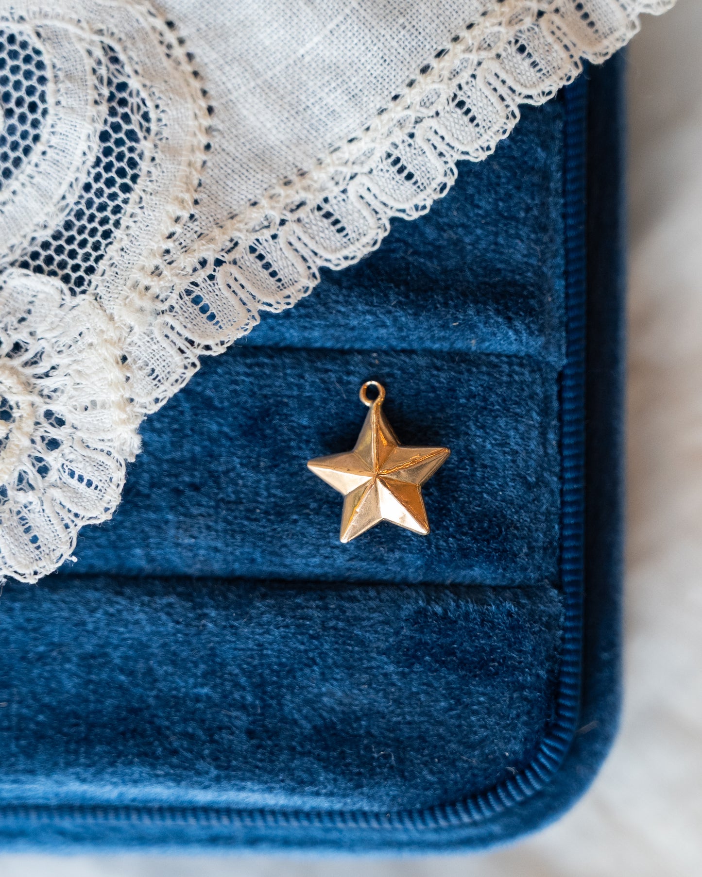 Puffy Star Charm 14k Yellow Gold