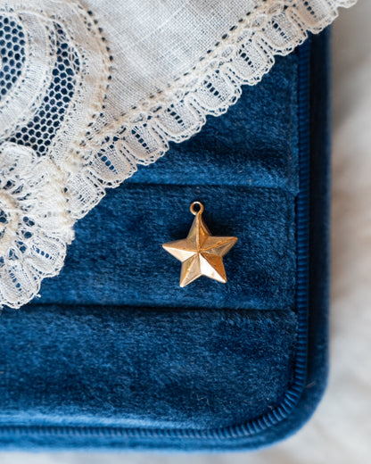 Puffy Star Charm 14k Yellow Gold