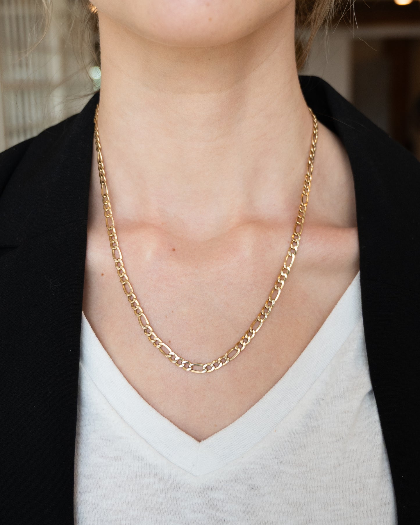 26" Figaro Chain Necklace 14k Yellow Gold
