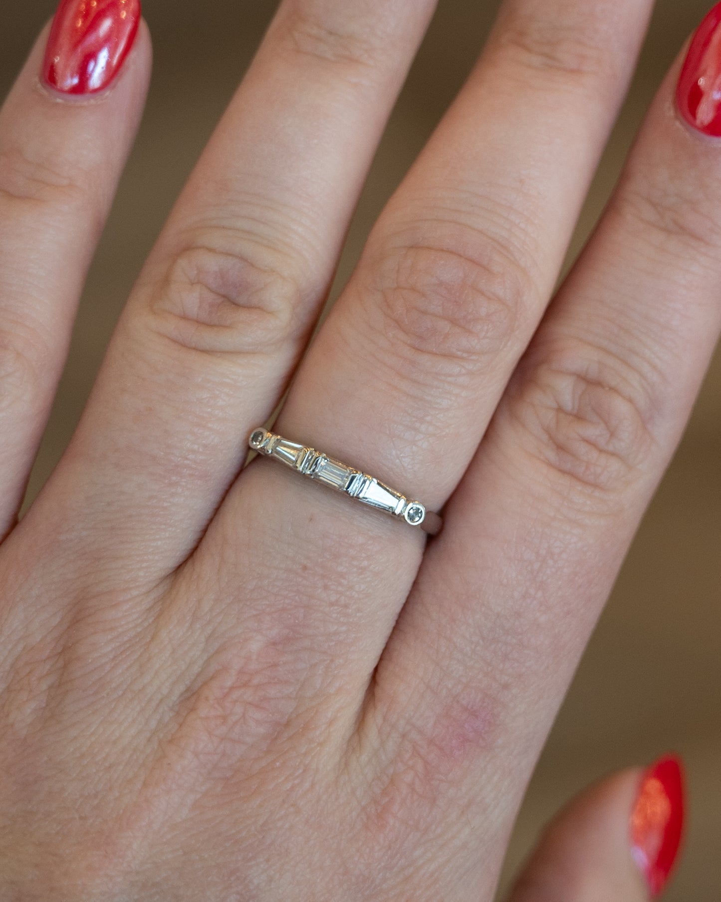 .45 Vintage Baguette Diamond Wedding Band Platinum