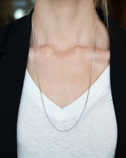 26" Wheat Chain Necklace 14k White Gold