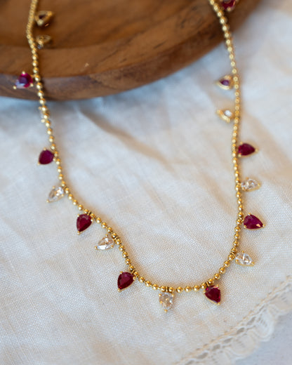 2.23 Pear Ruby & Rose Diamond Necklace 18k