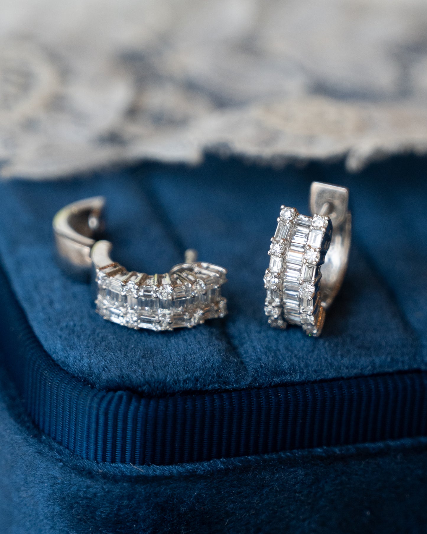 1.25 Diamond Baguette Huggie Hoop Earrings 18k