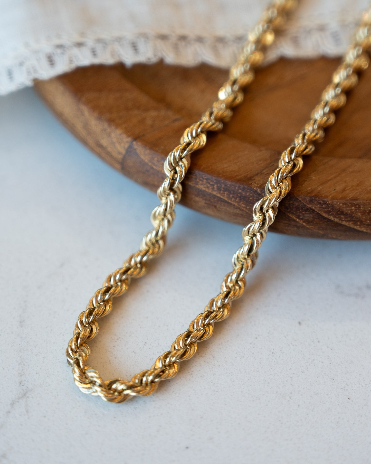 20" Rope Chain Necklace 14k Yellow Gold