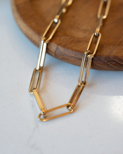Vintage Mid-Century Paperclip Chain Necklace 14k