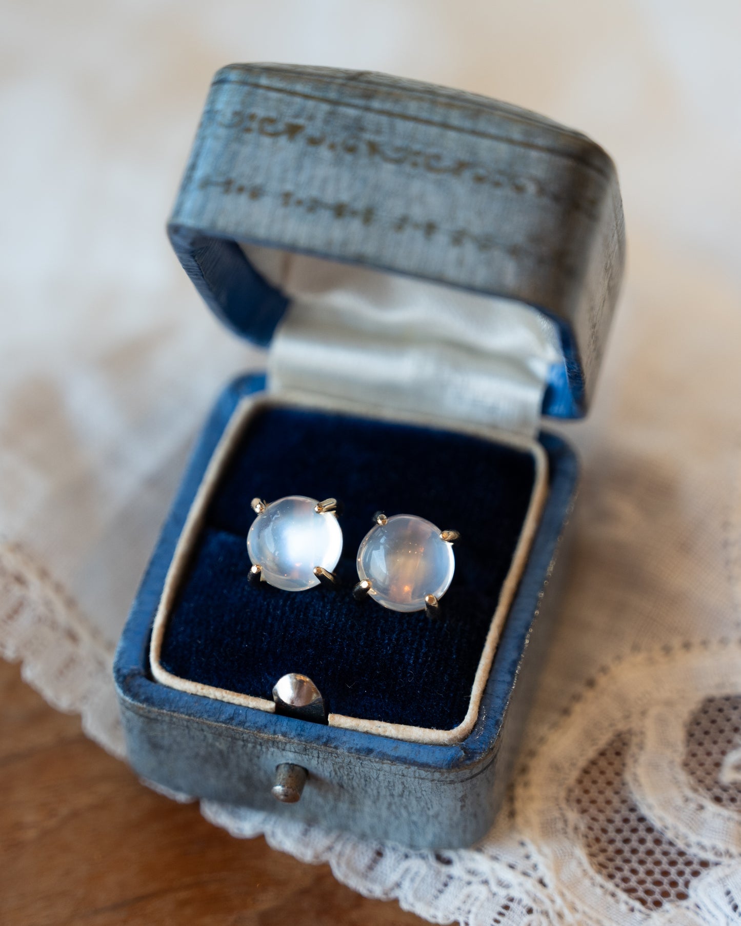 6.23 Moonstone Stud Earrings 14k Yellow Gold