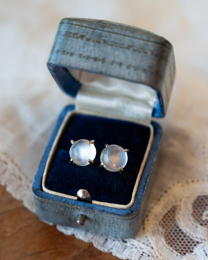 6.23 Moonstone Stud Earrings 14k Yellow Gold
