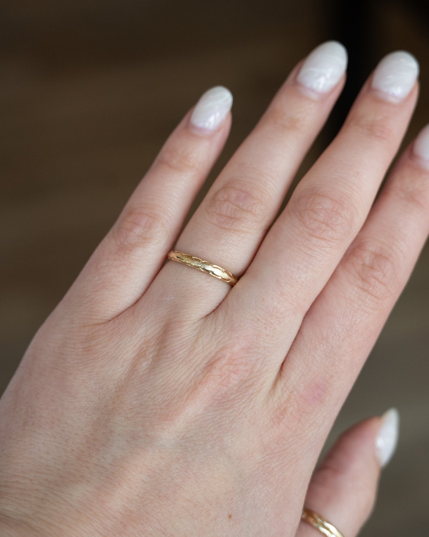 Vintage Retro Coin Edge Wedding Band 14k Yellow Gold