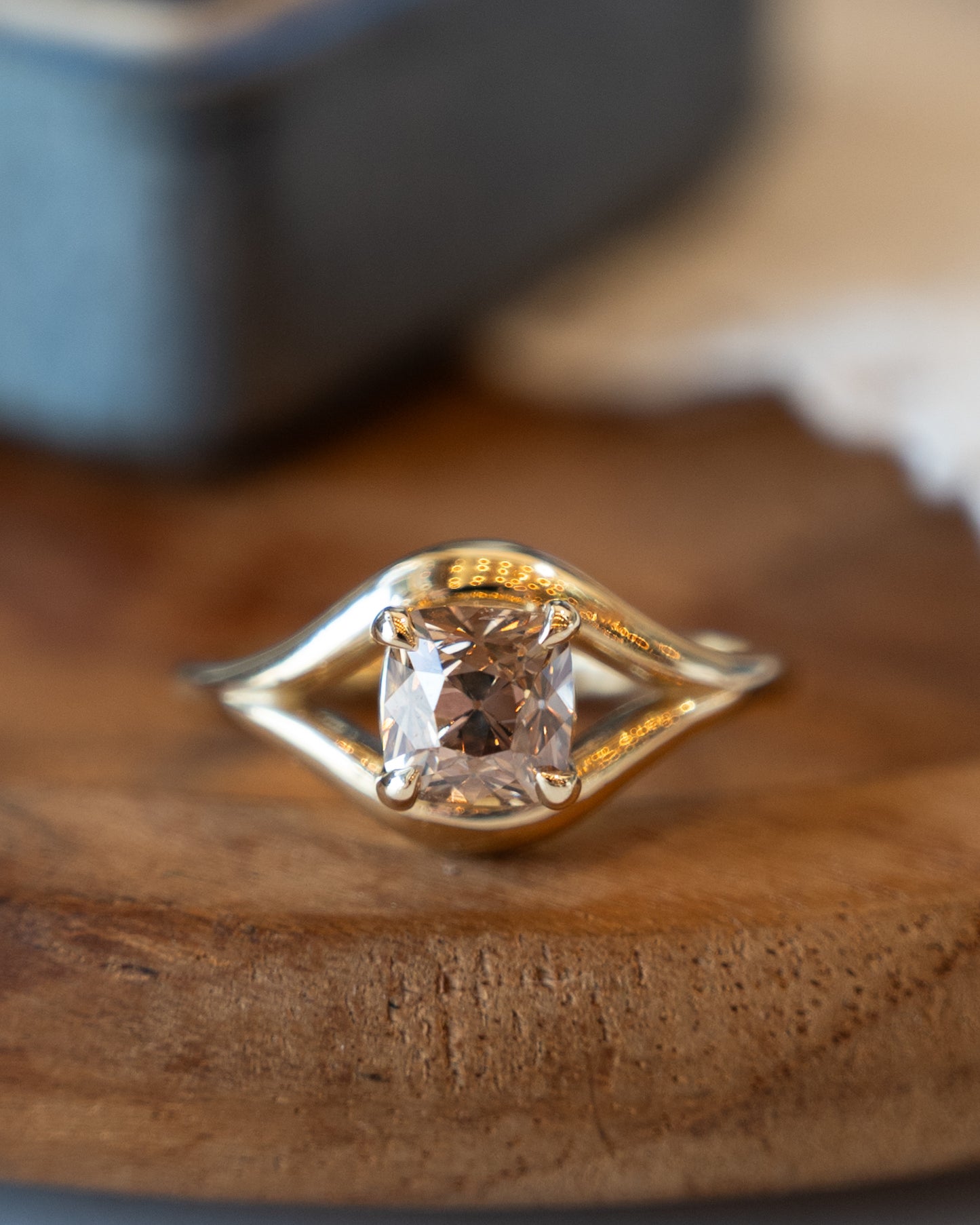 1.36 Old Mine Cushion Diamond Engagement Ring 14k