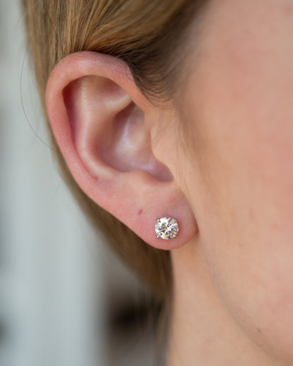 6.23 Moonstone Stud Earrings 14k Yellow Gold
