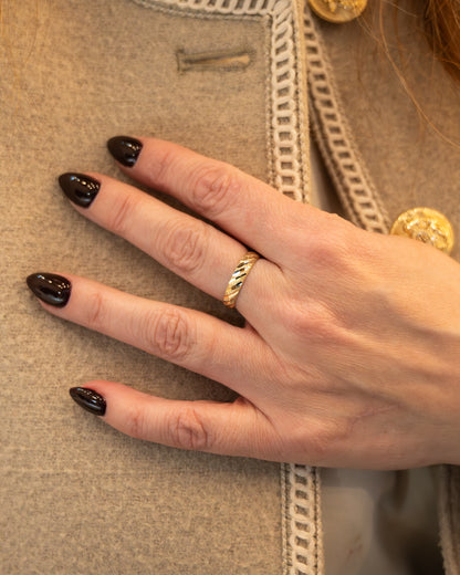 4mm Textured Half Round Wedding Band 14k