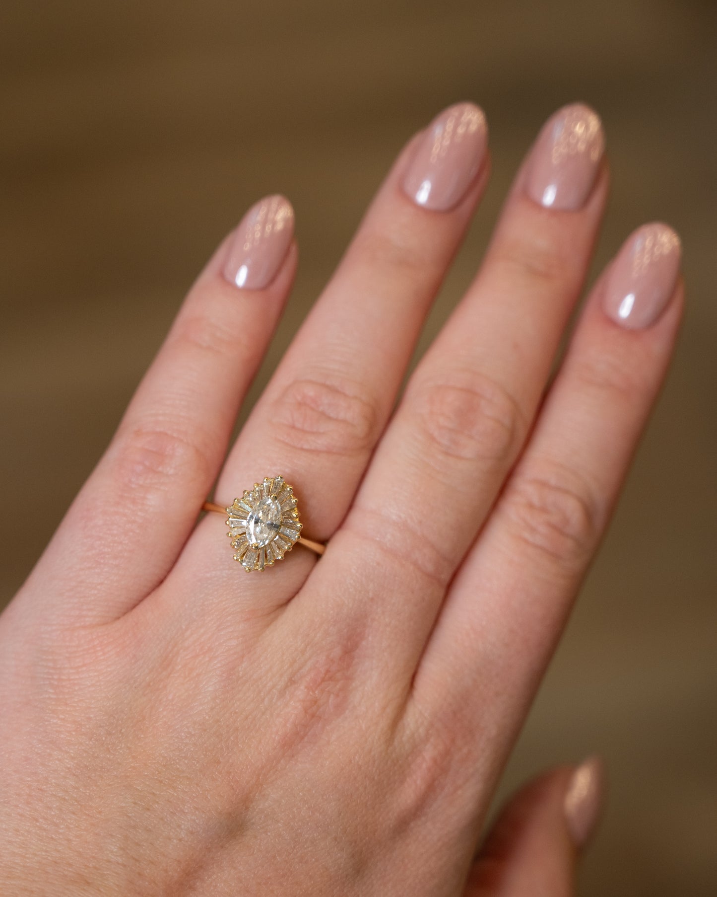 .61 Marquise Diamond Ballerina Engagement Ring 18k