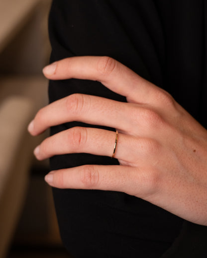 1mm Thin Flat Edge Wedding Band in 14k Yellow Gold