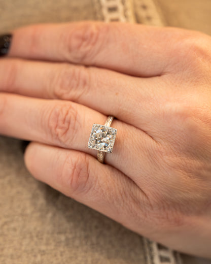 1.42 Antique Old European Diamond Engagement Ring Platinum