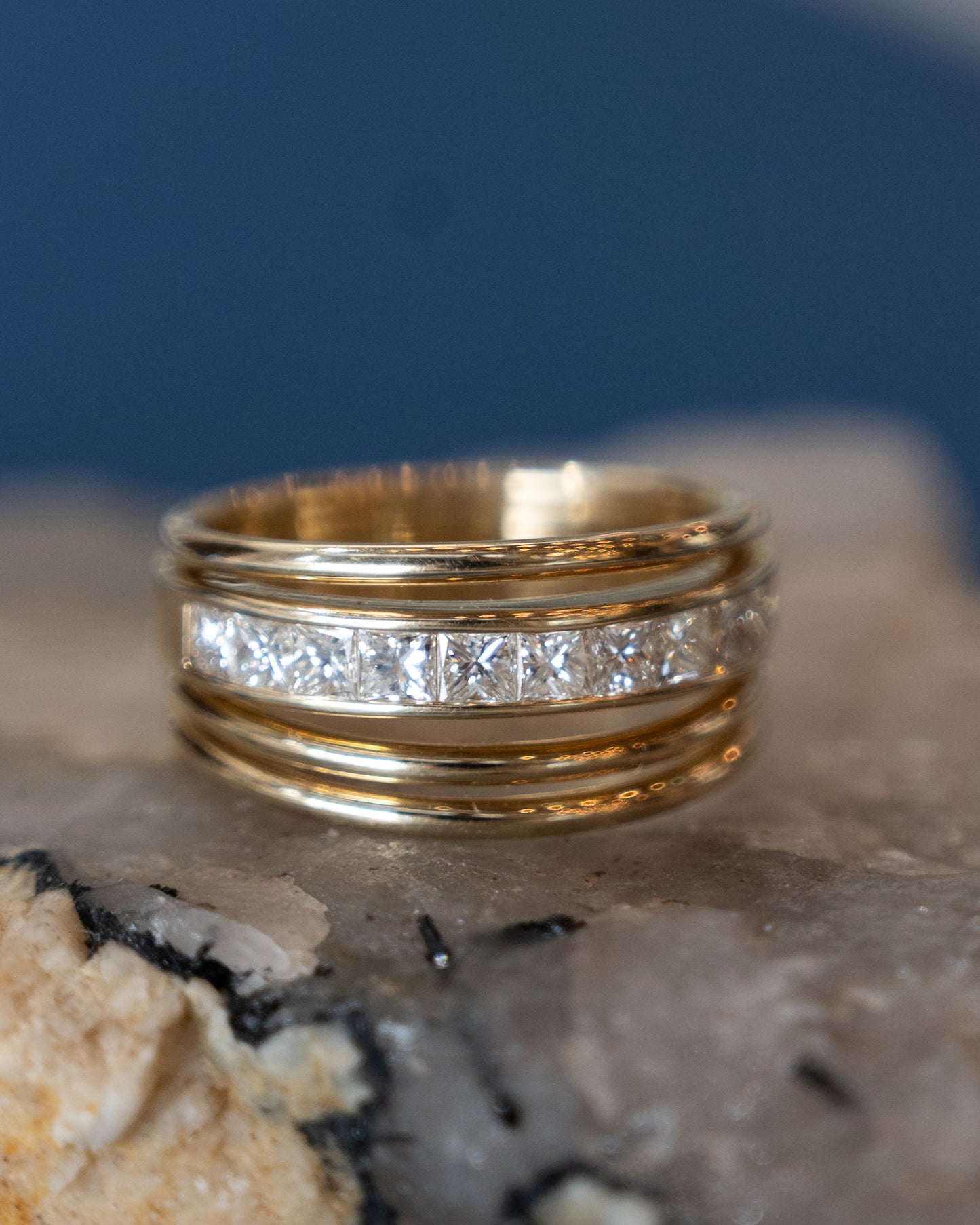 1.45 Princess Cut Diamond Cocktail Ring 14k Yellow Gold