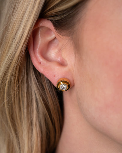 1.50 Rose Cut Diamond Stud Earrings 18k Yellow Gold